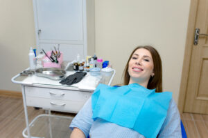 woman ready for treatment ozone dental therapy concept