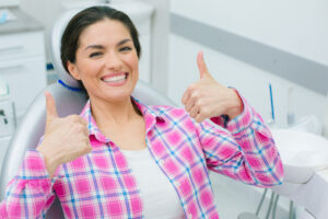 happy woman at dental office